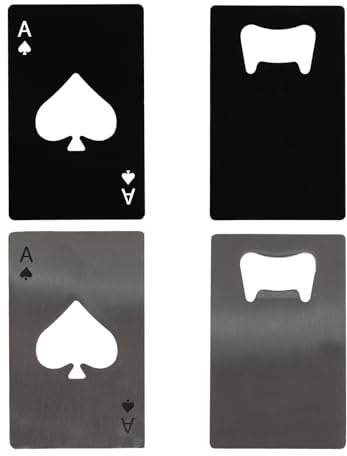 DiiWmme Stainless Steel Ace of Spades Bottle Opener, Credit Card Size Beer and Can Opener, Slim Wallet-Friendly Design for Parties, Gifts, Travel (Silver and Black)