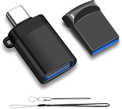 EASTBULL 32GB USB 3.2 Gen1 Small Flash Drive with a USB-C Adapter, FAT32 Metal Mini USB Drive OTG Thumb Drives for USB-A or Type-C Devices (32GB, 1 Adapter, 2 Lanyards)