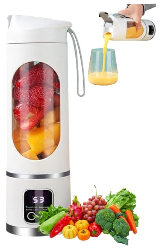 Digital Display Juicer, Multimode Juicer Blender, Diet-Friendly Portable Multimode Blender, USB Rechargeable Juice Shakes and Smoothies Blenders Small Blenders Mixing for Home Travel (White 3.7V)