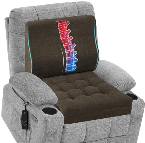 Shinnwa Memory Foam Fernsehsessel Sitzkissen mit Rückenkissen für ältere Menschen, 50x50x12.7CM Dual Layer Sitzerhöhung Rutschfestes Sitzkissen für Sofa, Braun
