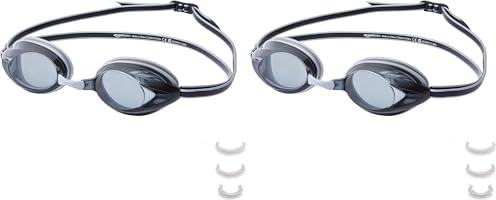 Amazon Basics Gafas de natación unisex para adultos, Talla única, color plateado (Paquete de 2)