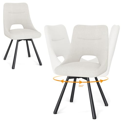 WAFTING 360° Drehbare Esszimmerstühle mit Metallbeine 2er Set, Beige