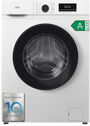 Lavadora 6kg VOK EVW-6BAWL2410 con Instalación Incluida, Clase A, Motor Inverter, 1000 RPM, Fondo Reducido 42 cm, Blanca