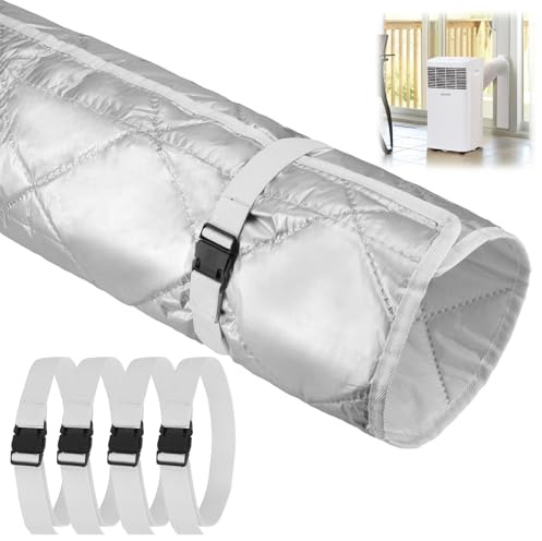 1 Stück Klimaanlage Abluftschlauch Isolierung Schlauchabdeckung 150x60cm | Mobile Klimaanlage Schlauch Isolierung Schlauchabdeckung für 150mm Abluftrohr, mit 4 Verstellbaren Gurten, Wiederverwendbare