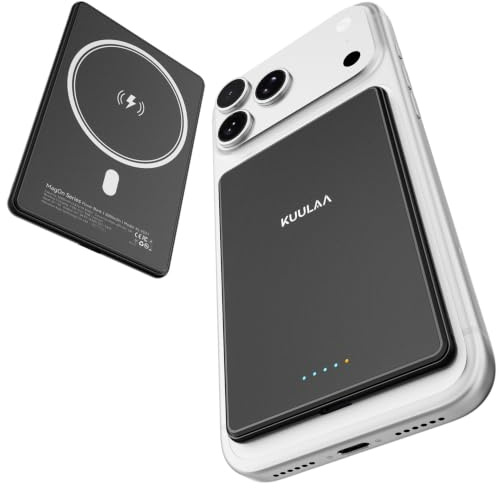 Batería externa para MagSafe, 6,9 mm, ultradelgada, 5000 mAh, carga rápida de 20 W, batería externa externa con USB-C de encendido/salida para iPhone 17/16/15/14/13/12/Pro/Pro Max