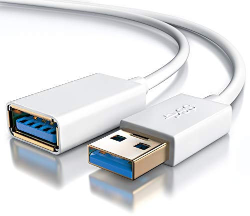 CSL - 1m USB 3.2 Gen1 Verlängerungskabel - USB Erweiterungskabel USB Verlängerung - bis zu 5 Gbit s - doppelt geschirmt - Knickschutz - bidirektional - weiß