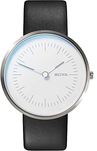 botta Herrenuhr Analog Schweizer Quarzwerk mit Lederarmband TRES (40 mm, Weiß)