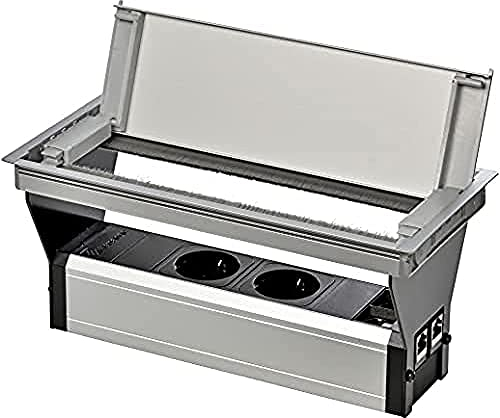 Kopp 939607019 VersaFLAPDUAL Einbausteckdose, IP20, 3400 W, Alu