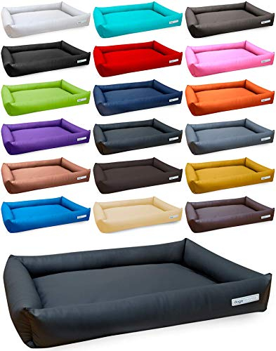 dogsfavorite, Hundebett Starter aus Kunstleder, Hundekissen, Pflegeleicht, 110 x 80 cm, dunkelgrau