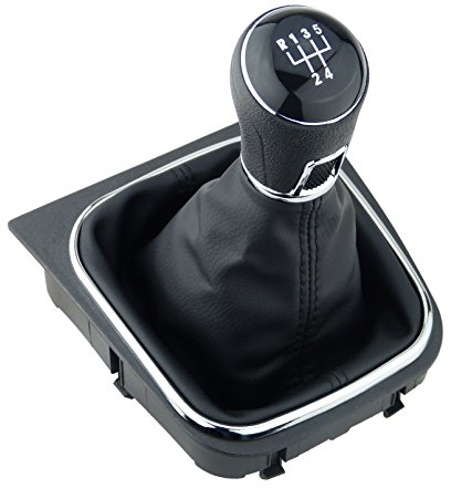 L & P Car Design L&P A256-6 Schaltsack Schaltmanschette Schwarz Schaltknauf 5 Gang kompatibel mit VW Golf 5 V Golf 6 VI Rahmen Komplettset Knauf Plug Play Ersatzteil für 1K0711113 5K0711113 1K8711113
