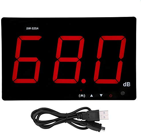 DC 5V 1A Micro USB Dezibel Meter, SW-525A 30-130dB Digitale Schallpegelmesser mit Alarm LCD Display, Dezibel Messgerät Wandbehang Schallpegelmessgerät