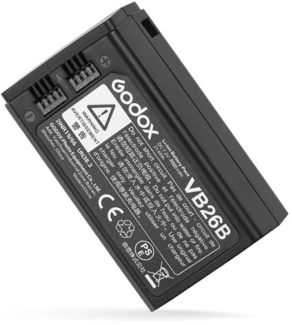 GODOX VB26B Battery Replacement, DC 7.2V 2680mAh Lithium Battery Pack for Godox V1 Series, V860III Series Camera Speedlite, Godox AD100Pro Outdoor Studio Flash VB26 Battery Upgraded High Capacity