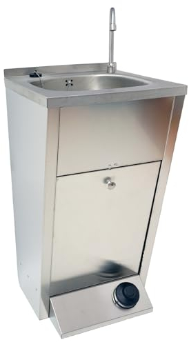 Express Water Silver, Lavandino Lavabo Lavello, Portatile Autonomo Trasportabile, con Serbatoio d'Acqua, in Acciaio Inox, con Comando a Pedale, Certificato per ASL, per Negozi e Studi Medici