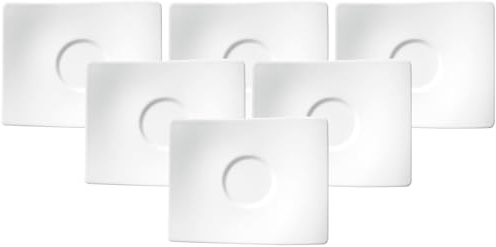 Villeroy & Boch NewWave Tee- und Kaffeeuntertasse, 6er Set, 16 cm, Premium Porzellan, Weiß