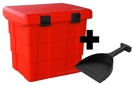 Daken Contenedor de sal para esparcir (108 L, con pala), color rojo