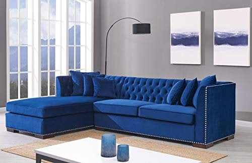 JVmoebel Chesterfield Blaue Designer Couch Eck Sofa Couch Garnitur Textil Stoff Sofas Neu