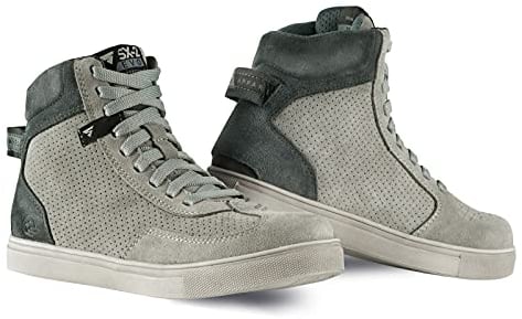 SHIMA SX-2 EVO LADY Scarpe Moto Donna | Stivali Moto in Pelle, Traspirante, Rinforzato con Supporto della Caviglia, Suola Antiscivolo, Impugnatura per il Cambio di Marcia (Grigio, 37)