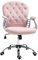 Vinsetto Office Chair, Swivel Desk Chair, Velvet Vanity Chair with Adjustable Height and Rolling Wheels for Home Work Study, Pink