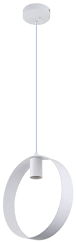 LED Universum Pendelleuchte Maya rund ringförmig E27 Fassung für Deko-Leuchtmittel modernes Design (Weiß)