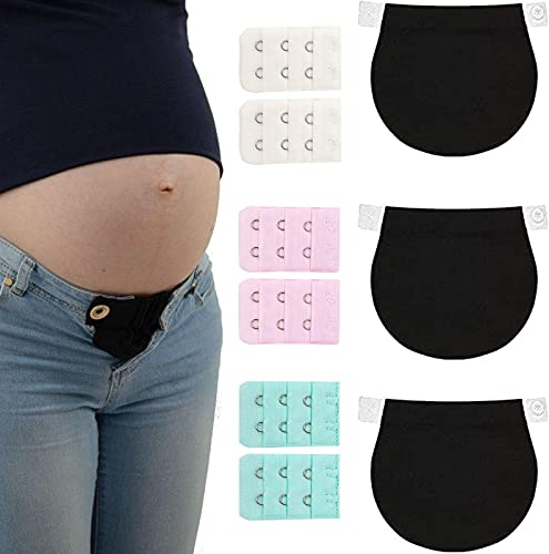 3pcs Extension Pantalon de Maternité Réglable Élastique Extension Pantalon Grossesse 6pcs Agrandisseur Soutien Gorge Extension de Ceinture de Grossesse pour Femmes Enceinte Hommes Jeans Pantalons