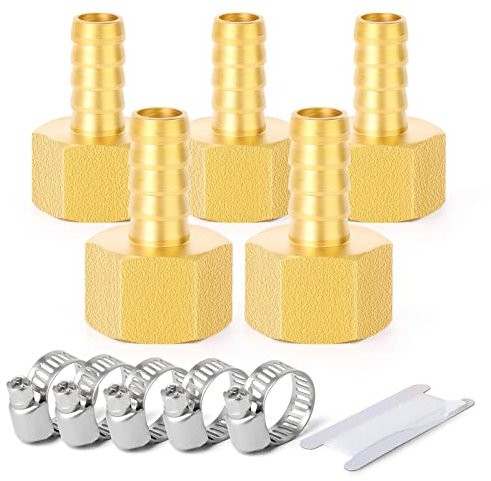 ERGAOBOY 5 piezas 12mm OD púa a 1/2 BSP conectores hembra, accesorios de compresión de latón para manguera