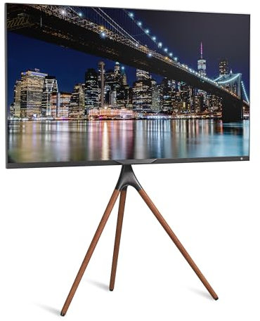 ProMounts Easel Floor TV Stand with Tripod Base for 47-72 inch LED LCD OLED Flat and Curved Screens, Portable Height Adjustable TV Stand Mount for Bedroom, Living Room, Studio