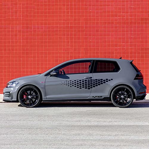JEZOE 1 Set Auto Aufkleber Körper Tür Seitenschweller Vinyl Aufkleber Racing Aufkleber, für VW Golf 4 5 6 7 TSI TCR Polo Auto Zubehör