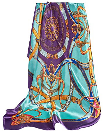 GLORIS Seidenschal Damen 90x90cm Violett Elegante Seidentuch Haare Seidentuch Damen Halstuch Damen Elegant Satintuch Halstuch Seide Bandana Tuch Kopftücher Damen Ansatz Scarf