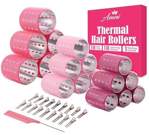 Thermorollen für Haare – 37-teiliges Set – 18 selbstgreifende Lockenwickler mit 18 Clips und Stylingkamm – Aluminium-Thermo-Lockenwickler für Volumen und ganztägige Locken – für kurzes, mittleres und