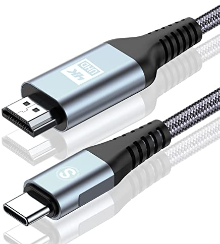 sweguard Cable USB C a HDMI 4K 3 m, USB tipo C a HDMI UHD, cable trenzado Thunderbolt 3/4, compatible con MacBook Pro/Air, iMac, iPad Pro, Samsung Galaxy S23 a S8, Surface, Dell, HP