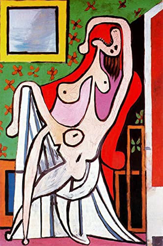 DTAUPREB Pablo Picasso Großer Akt in Rot Sessel DIY Malen nach Zahlen Kits für Erwachsene und Kinder Ölgemälde Kunstgeschenk