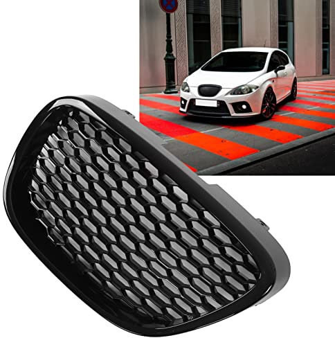 1133007,Rejilla de Malla de Parachoques,Rejilla Delantera de Coche Negra Brillante,Resistente Al Agua,Resistente Al Desgaste para Reparación,Reemplazo para Seat MK2 1P 05 09