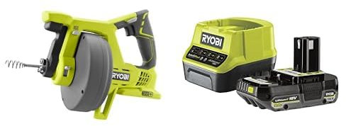 Ryobi - Déboucheur 18V - câble 7,5 m - tête 16 mm - 600 TR/Min - diam. Tuyau : 19 à 50 mm- 1 Batterie 2Ah et 1 Chargeur Rapide