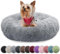 bluzelle Hundebett für kleine Hunde & Katzen, 50cm Hundekissen Rund Donut Kissen Hundekorb Plüsch, Katzenbett Flauschig Katzenkissen Waschbar rutschfest Weich, Farbe:Hellgrau