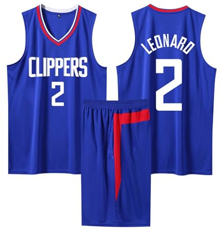 2 Pièces Tenue Basket Enfant/Adulte 2024, Ensemble Pop Maillot sans Manches + Pantalon Court Bleu XXL