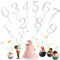 Mezrkuwr 10 Stück Nummer Cake Topper Zahlen 0-9 Geburtstag Tortendeko Kuchenstecker Cupcake, Acrylmaterial Geeignet für Geburtstagsfeiern Jeden Alters (Silber)