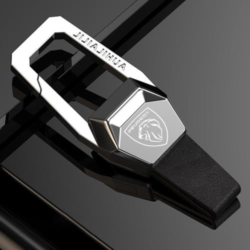 OscitY Voiture Cuir Porte-clés, pour Peugeot 107 108 206 207 207 CC 208 307 307 CC 308 308 CC 406 407 Porte-clés Personnalisé Remplacement Anti-Perte Cadeaux Famille Cadeau Car Accessoires