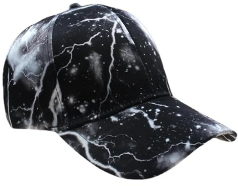 SOYNIA Herren Kappe Hut Outdoor Herren-Und Damen-Casual-Baseball Mütze Mit Blitz Muster, Depp-Hut, Hip-Hop-Hut, Trucker, Sonnenhut, Verstellbar, Schwarz