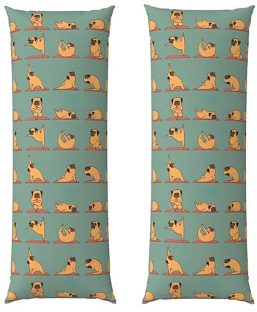 NEZIH Langer Kissenbezug mit Yoga-Mops-Druck, 50,8 x 137,2 cm, ultraweicher Kissenbezug für Haar und Haut
