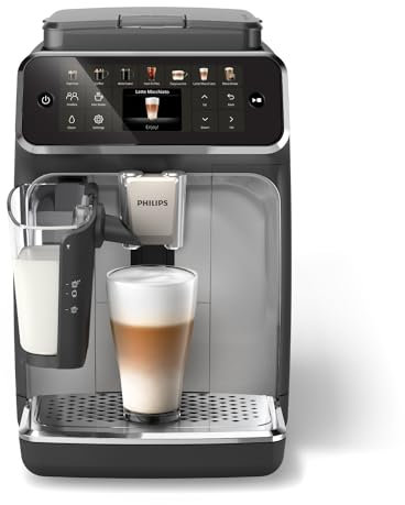 PHILIPS Series 4400 LatteGo Fully Automatic Espresso Machine, SilentBrew Technology, Fast Start; Freshly Ground Bean Scented Coffee, 12 Hot & Iced Beverages, Chrome