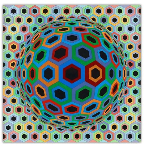 Orjdjz Wxkbl Victor Vasarely Optisches visuelles Poster Victor Vasarely Leinwand Wandkunst Retro-Gemälde Victor Vasarely Drucke für Wohnkultur Bild 50x50cm Kein Rahmen