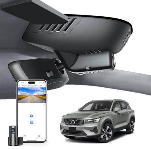 Front 4K & Rear 1080P Dash Cam Custom for Volvo XC40 & XC40 Recharge 2023-2025(Model B),B4 B5 T4 T5 P8 Accessories,Integrated OEM Look,UHD 2160P Video,WiFi & App,Easy to Install,128GB Card
