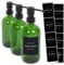 Harbour Housewares 3X Seifenspender aus Glas mit Etiketten - 500ml - Grün - Badezimmer Küche Shampoo Duschgel Flüssig Handwäsche Schaum Pumpe Flasche