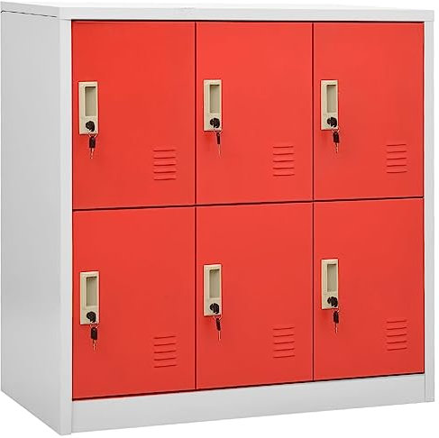 Homgoday Spindschränke 5 Stück Hellgrau und Rot 90 x 45 x 92,5 cm Stahl Aufbewahrungsschränke & Schließfächer Möbel