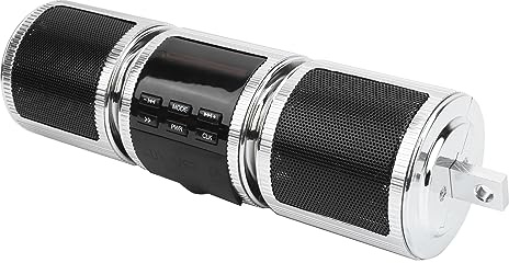 Yctze Haut-Parleur Stéréo pour Moto, Système D'amplificateur Audio MP3 Bluetooth, Barre de Son sur Guidon, Lecteur de Musique, étanche, Sonore, Radio FM (Silver)