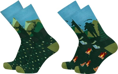 normani 2 Paar Lustige Socken | Bunte Motiv Socken mit abwechslungsreichen Mustern und Farben | Mit komfortablem Piqué-Bund aus Baumwolle