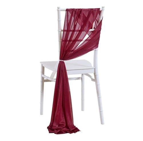 10/50 bandas de gasa de 17 x 250 cm para sillas de boda, decoración de sillas de pasillo (rojo oscuro, 50 unidades)