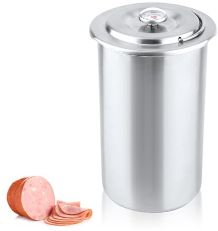 NQEUEPN Prensa de Jamón, Ham Press Acero Inoxidable Prensa de Carne con Termómetro Máquina para Hacer Fiambres de Mano Herramienta para Hacer Sándwiches de Fiambres Caseros con Tocino