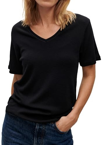 Dilling T-Shirt aus Merinowolle mit V-Ausschnitt für Damen