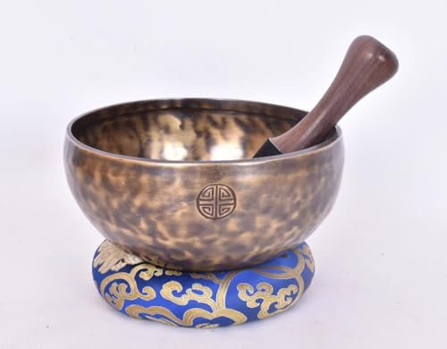 Amilav Collections Bol chantant tibétain pleine lune fait à la main pour la méditation et la guérison